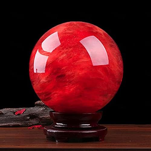 כדור כדור גדול אדום טבעי של YEDECOR עם מעמד, כדור אודם אדום כדור אבן נמס קוורץ אבן חן קריסטל לריפוי מדיטציה פנג שואי