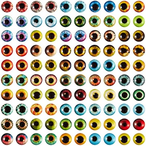 Ornaland 100 PCS 10 ממ עיניים עיניים קאבוצ'ונים מזכוכית עגולה בסגנון מעורב סגנון שטוח כיפת קבוצ'ונים עיניים