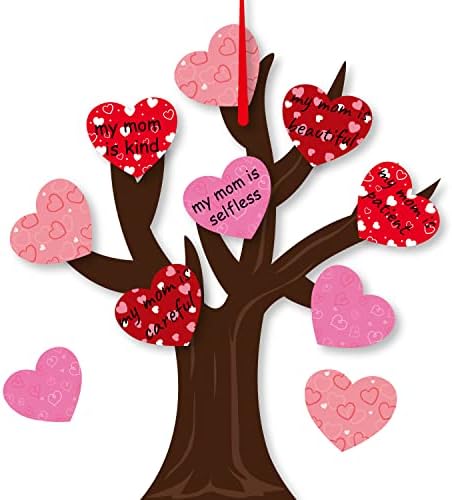 24 חבילה עץ של לבבות אמא של יום קרפט ערכת להפוך משלך עץ תליית קישוטי עשה זאת בעצמך אמא של יום קרפט ערכת ילדים