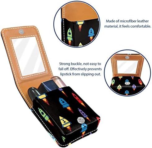 חללית דפוס קריקטורה שפתון פאוץ עם מראה שפתון מחזיק עבור ארנק מיני תיק קוסמטי