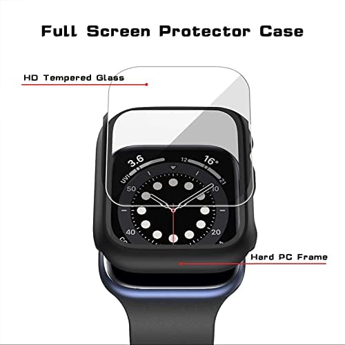 4 מארז מחשב קשיח תואם לסדרה Apple Watch 5 סדרה 4 40 ממ מגן מסך זכוכית מחוסמת, כיסוי מלא, מגע רגיש, דק במיוחד HD פגוש מכסה מגן
