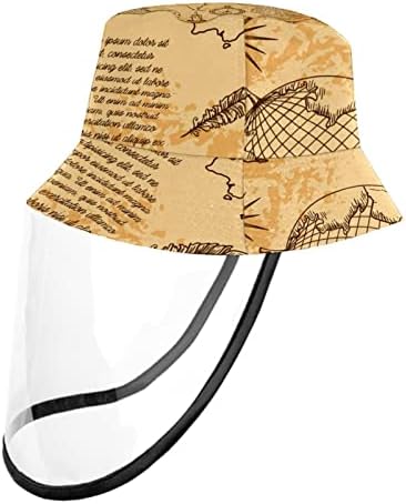 כובע מגן למבוגרים עם מגן פנים, כובע דייג כובע אנטי שמש, מצפן מפה בסגנון רטרו