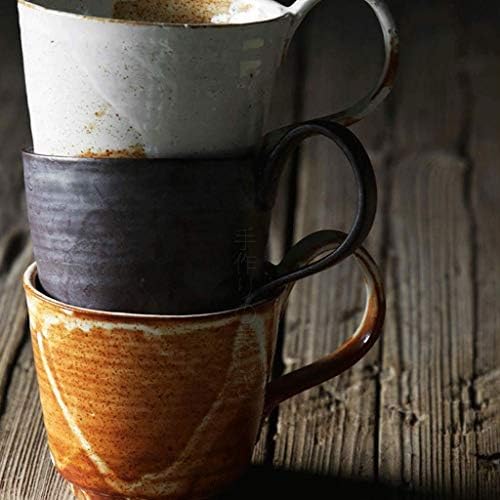 סט סכום סט כוס קפה גס עמיד בפני קרמיקה בעבודת יד, ספל מותאם אישית עם ידית, כוס תה אחר הצהריים פשוט כוס פשוט