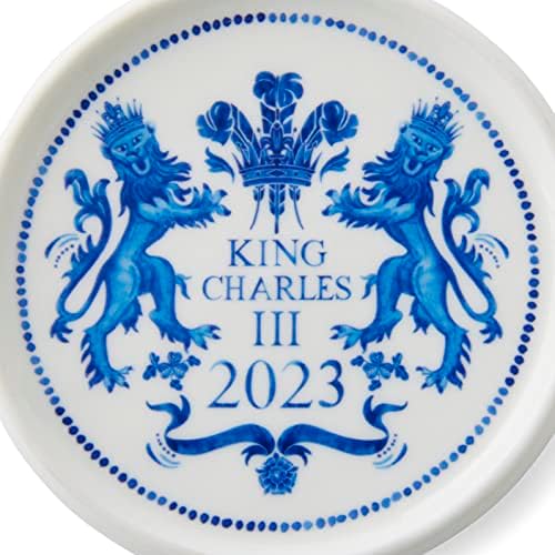 ספוד קינג צ'ארלס השלישי הכתרה יחידה סיבוב 10 סמ רכבת, דפוס כחול לבן בריטניה תוצרת