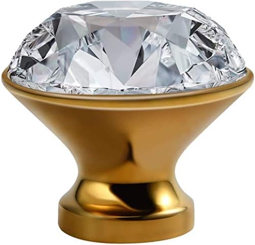 JYXWJZP זכוכית קריסטל זכוכית משיכה ידית ארון ידיות זהב 30 ממ משיכה מושכות 10 חבילה