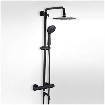 תרמוסטטי מיקסר מקלחת שחור מקלחת מערכת מודרני מקלחת מגופים סט כולל למעלה תרסיס גשם מקלחת, כף יד מקלחת ואמבטיה ברז, עגול