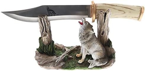 אוספים של דליאון סכין זאב לבן דקורטיבי - דוכן תצוגת זאב מלכותי-עיצוב אכסניה כפרי