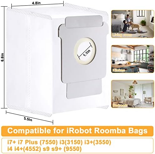 12 חבילות i7 שקיות ואקום תואמות לשקיות iRobot Roomba i7+ i7 Plus i3 i3+ i4 i4+ S9 S9+ I & S סדרת ואקום אבק אוטומטית