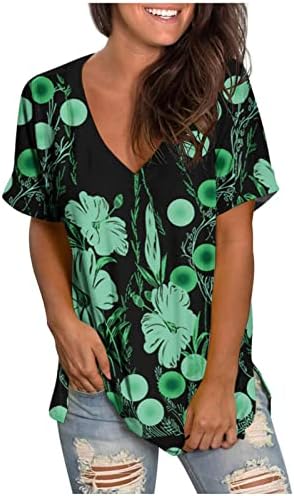 זלובה פלוס גודל גודל חולצות לנשים אביב אביב קיץ אופנה חוף הדפס מזדמן דפוס חולצת טריקו שרוול קצר