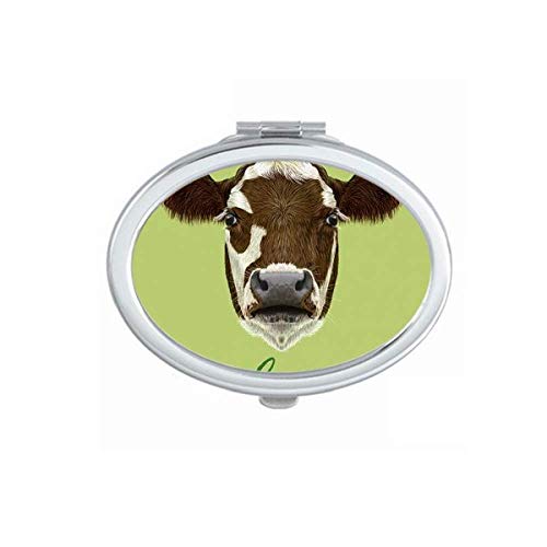 חום ולבן מקומי חלב פרה בעלי החיים מראה נייד לקפל יד איפור כפול צד משקפיים