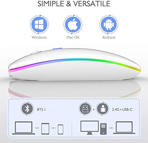 Neises LED עכבר אלחוטי, עכבר אלחוטי עבור MacBook Air/MacBook Pro/Mac/מחשב נייד/MacBook/iPad, עכבר Bluetooth עבור MacBook