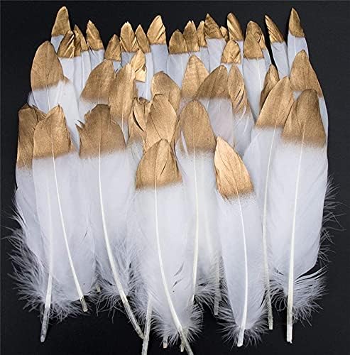 10 יח ' חבילה זהב טבל טבעי אווז נוצת עבור מלאכות לבן נוצות עבור תכשיטי ביצוע פלומת דקור חתונה נוצות קישוט
