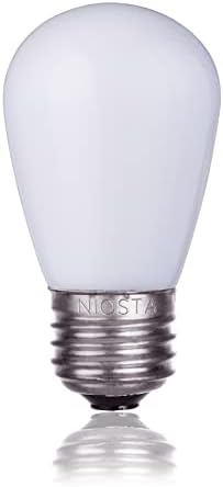 ניוסטה 15 מארז ס14 החלפת קרמיקה נורות זכוכית לבנה לאורות מחרוזת חיצוניים מקורה, ה26 בסיס בינוני, 11 וולט נורות