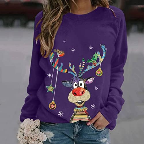 חג המולד סוודרים לנשים פתית שלג גבוהה צוואר ארוך שרוול מגשר כיף וחמוד רופף בסוודרים סוודר