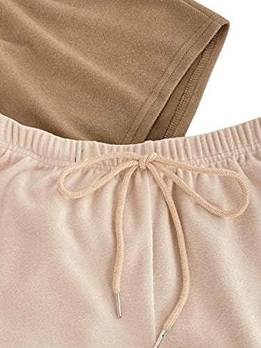 מכנסי ממות מותניים אלסטיים של נשים מקמכיות מכנסיים קצרים של מסלול טרקלין קדמי