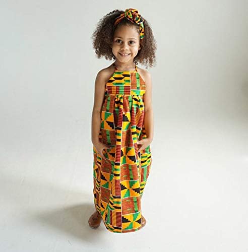 פעוטות תינוקות תינוקות אפריקאיות הדפסים מלהקת שיער כתף נסיכה שמלות מזדמן שמלות ראשונות עבור