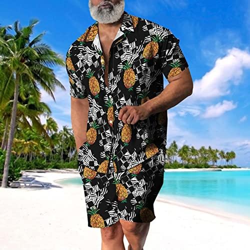גברים חולצות אבא פרחוני ומכנסי חוף הוואי קצרים 2 pc סט שרוולים קצרים חולצה חולצה קרדיגן מכנסיים קצרים חוף תלבושות